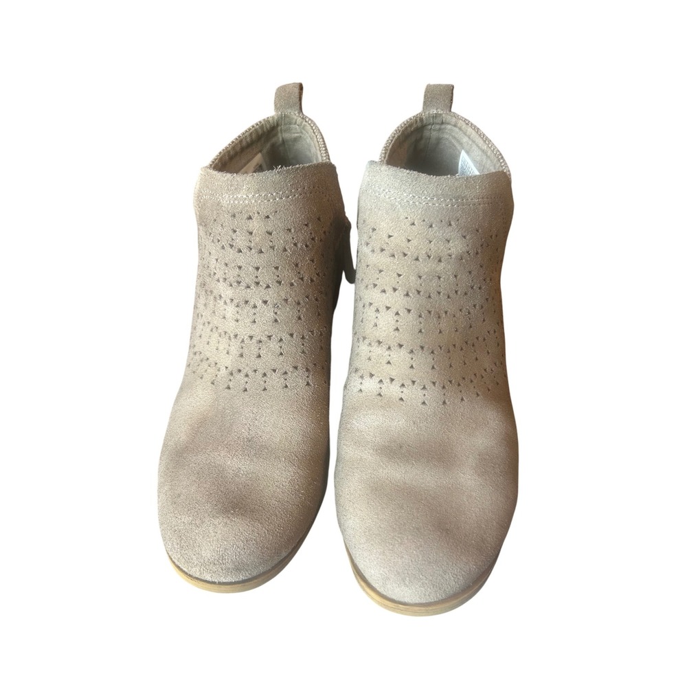TOMS Women's Beige Suede Leather Perforated‎ Ankle Boots Booties Size 7.5